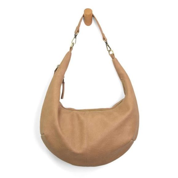 Fashion Purse Rhea Slouchy Crescent Shoulder Crossbody Bag Camel :]